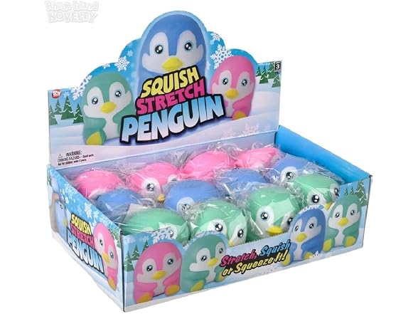 3.5 Inch Squish and Stretch Penguin Toy – 12 Count Display