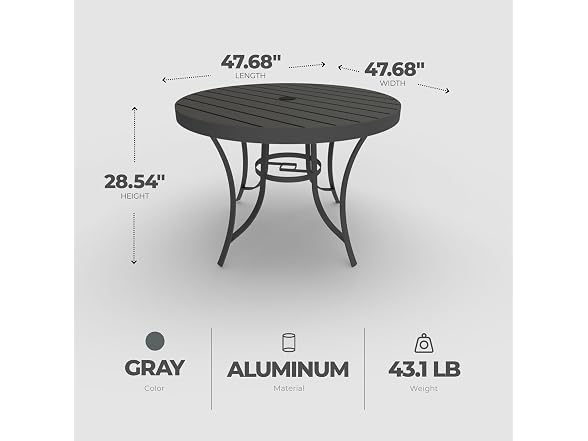 Four Seasons Courtyard Palermo Aluminum Slat Top Dining Table