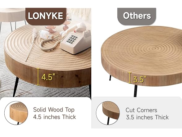 LONYKE 2-Pc Boho Nesting Table Natural