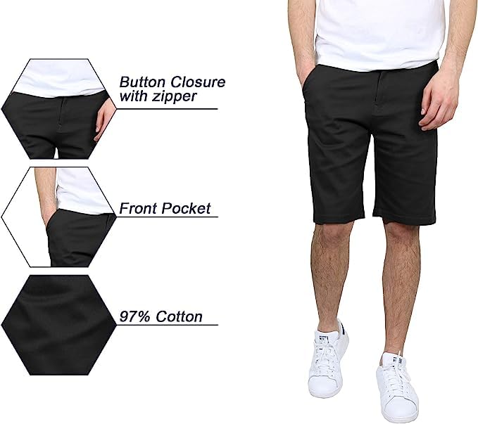 3PK Mens Flex Stretch Chino Shorts - Gallery 10