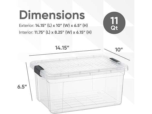 Superio Small Clear Storage Box with Lid, 11 Quart 10 Pack