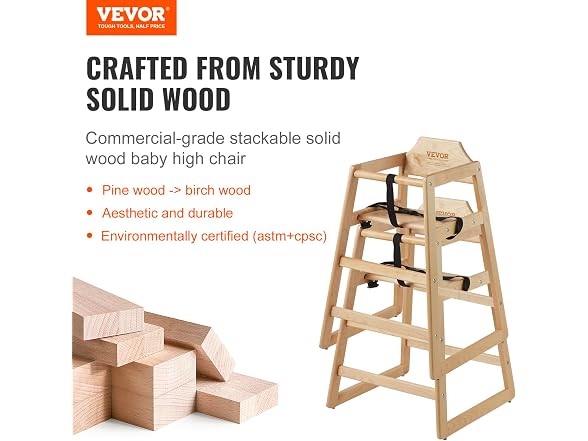 VEVOR Wooden High Chair for Babies &