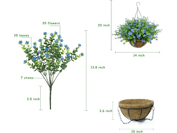 BCBLF Artificial Hanging Flowers Basket