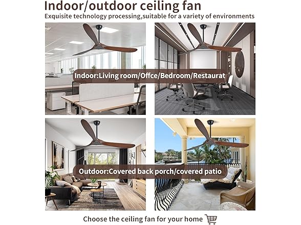 Zronon Outdoor Ceiling Fan No Light