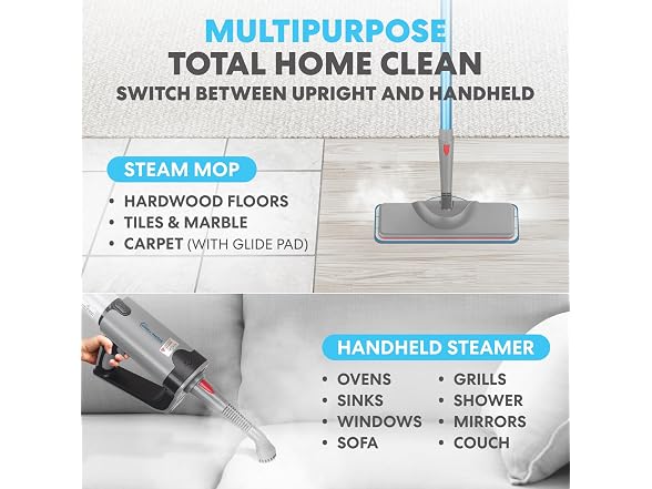 SIMPLI-MAGIC Simpli-Magic 10-in-1 Steam Mop with Deta
