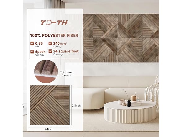 TO-TH Acoustic Panels Natural Walnut