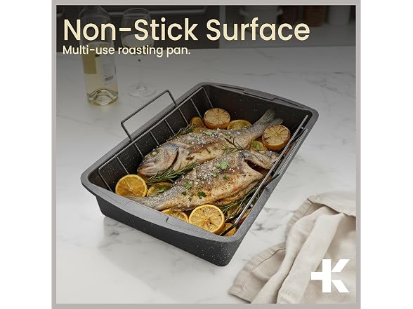 BAKKEN Nonstick Turkey Roasting Pan with Rack