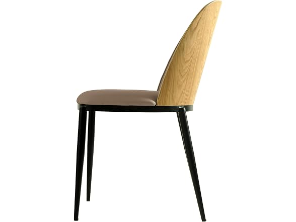 LeisureMod TCNW18BG2 Tule Dining Chair Natural Wood