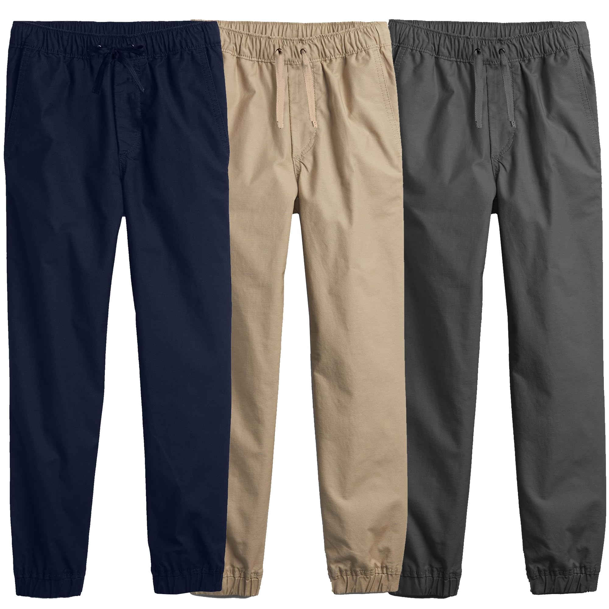3PK Boy's Classic Stretch Twill Joggers - Gallery 14