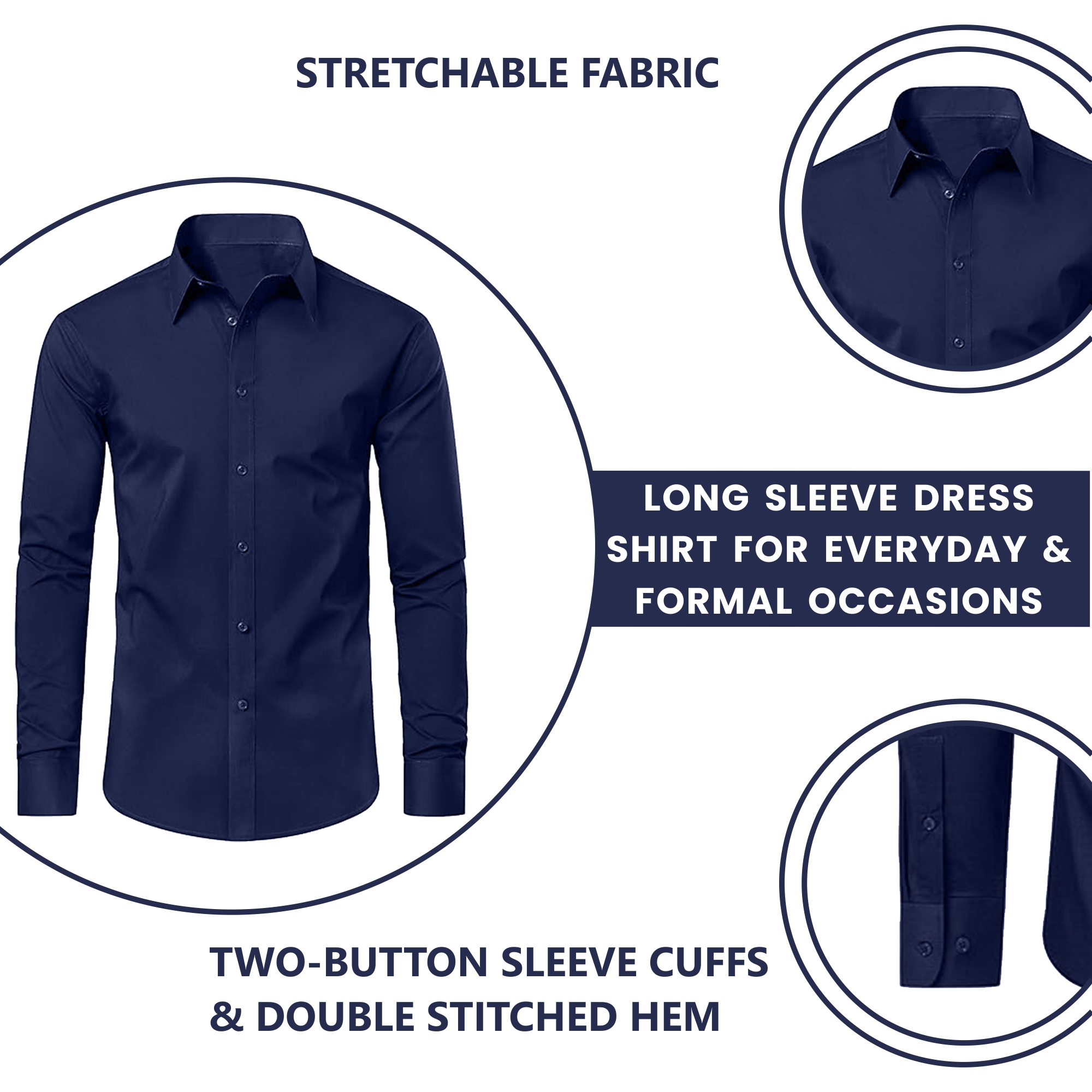 3Pk Mens L/S Stretch Dress Shirt - Gallery 13