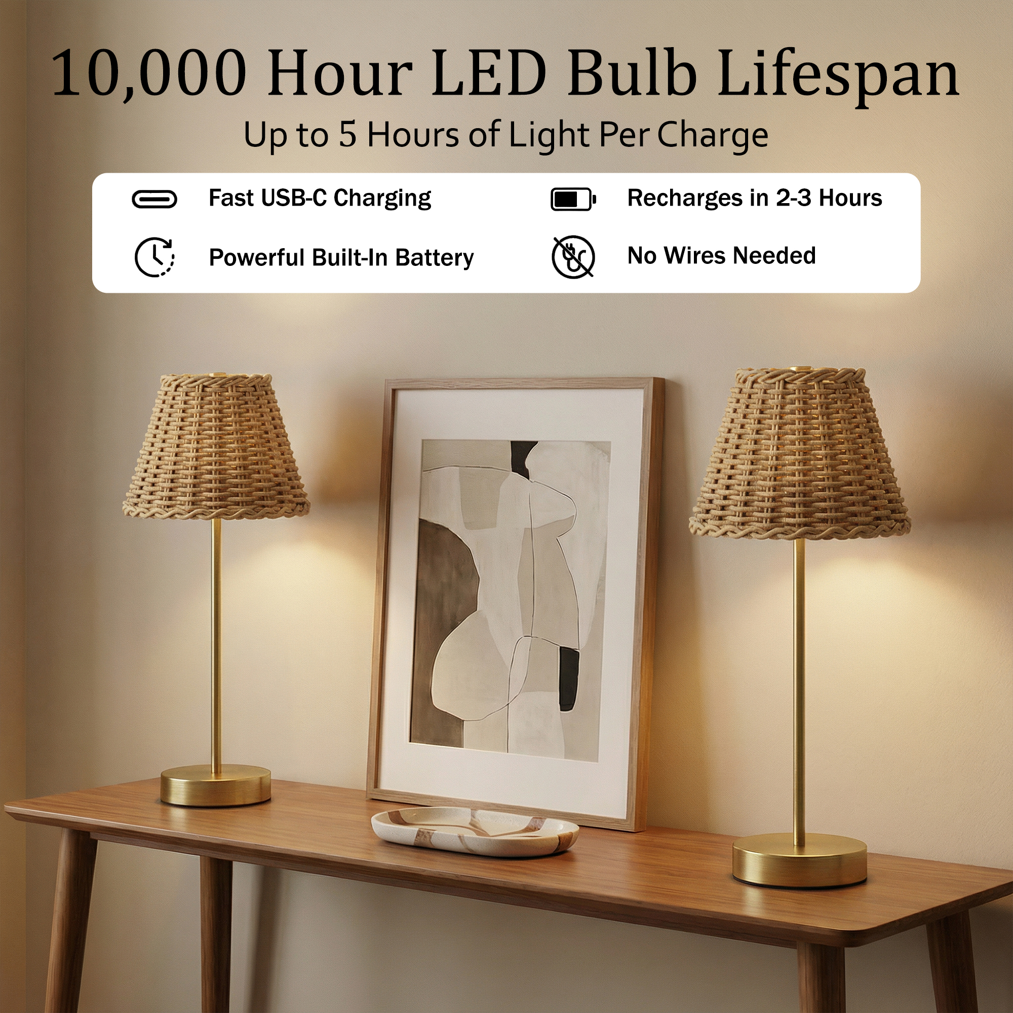 Gold Base Woven Shade Smooth Lamp - Gallery 15