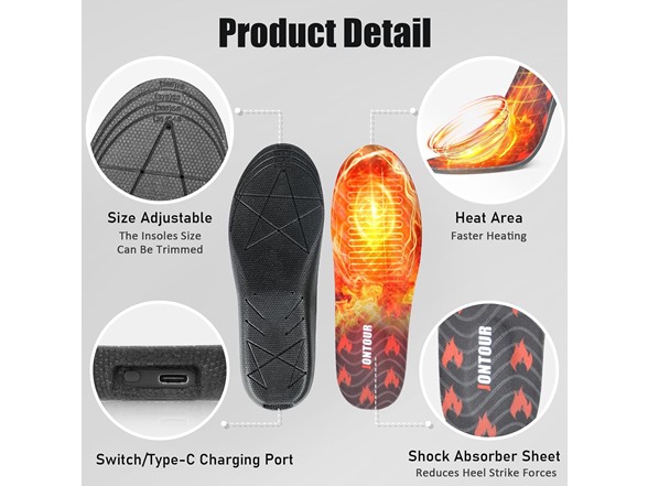 Jontour Rechargeable Heated Insoles Unisex