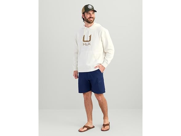 HUK Men's (XL) Mens Cotton Fleece Hoodie Egret