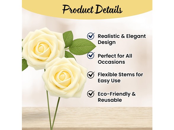 RCZ Décor Artificial Foam Roses 50Pk