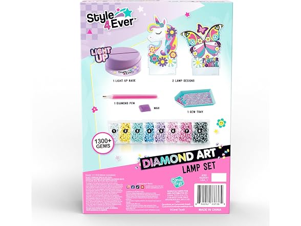 Style 4 Ever Diamond Art Unicorn or Butterfly Lamp Set