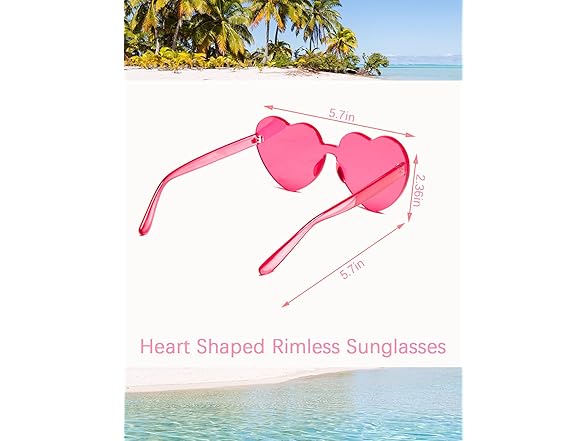 LIULIUBTY Heart Shaped Rimless Sunglasses