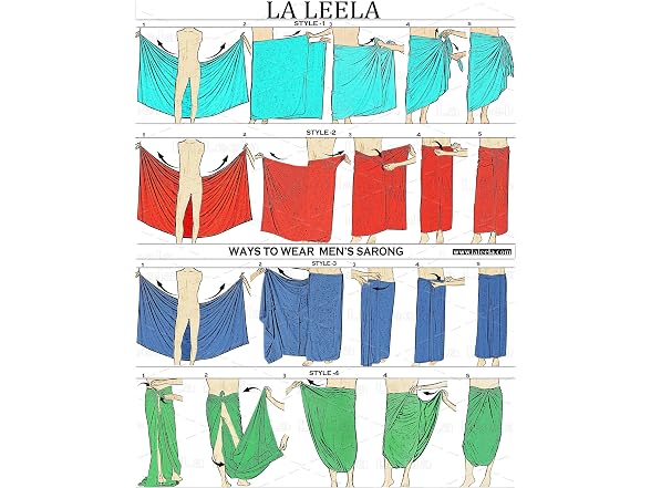 LA LEELA Men's Hawaiian Lava Lava Beach Saron
