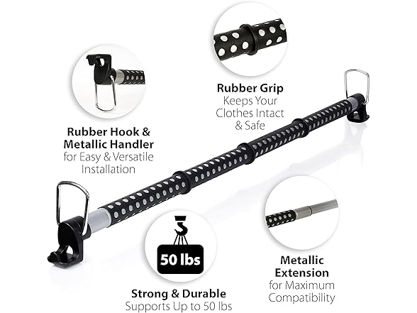 Zone Tech HA0007 Car Expandable Clothes Hanger Bar 