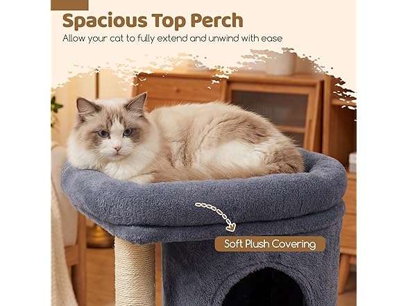 DORTALA Cat Tree for Indoor Cats, 26-Inch Dk Grey
