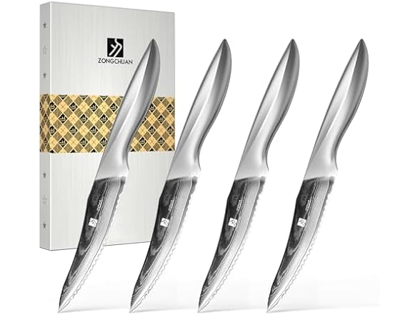 zongchuan 9C Damascus Steel Steak Knives