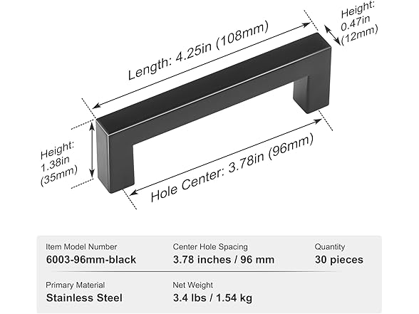VEVOR 30 Pack Cabinet Pulls - 96mm