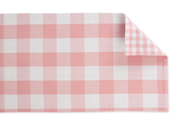 DII Gingham Check Tabletop Collection, Pink, Table Runner