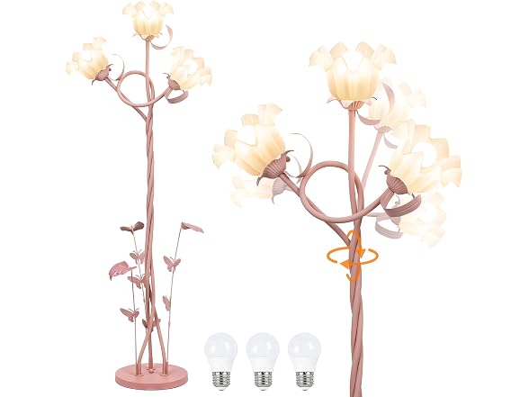 TOBUSA Flower Floor Lamp for Bedroom, 3-Head Whimsical