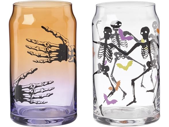 Halloween Harvest Can Cooler Glasses, Set of 12