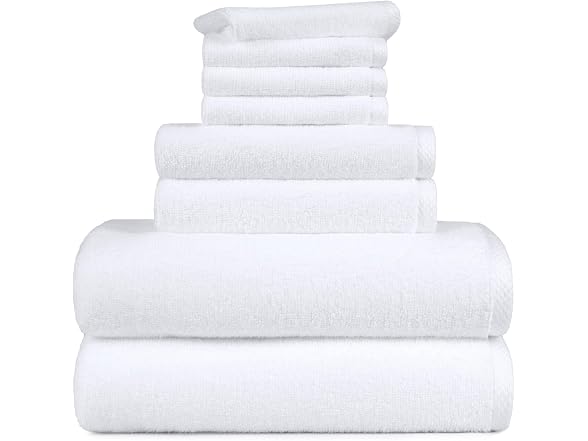 Amazon Basics 100% Cotton Soft Quick-Dry 8-Piece Towel Set