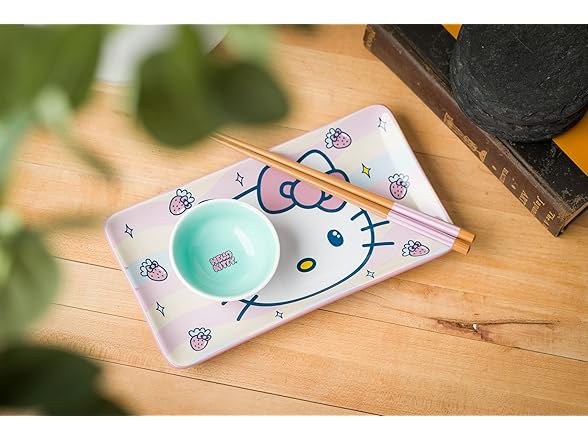 Hello Kitty Strawberries and Bows Kawaii Ceramic Sushi Set