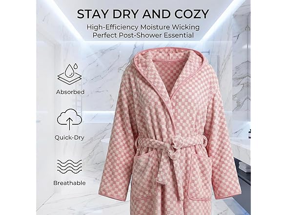 PJGGZ Checkered Hooded Bathrobe
