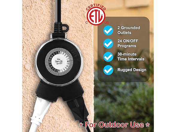 Clear Power 2-Outlet 24 Hour Mechanical Timer