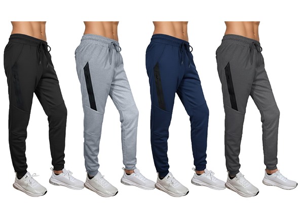 3Pk Asst Womens Tech Joggers w-Stripe Zip Patch