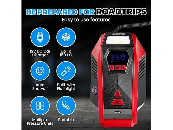 Bullseye 12V DC Car Tire Inflator Portable Air Compressor