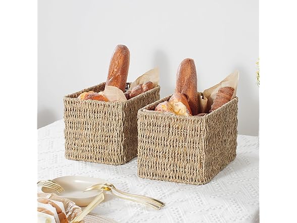 JS HANGER Set of 3 Natural Wicker Storage Baskets