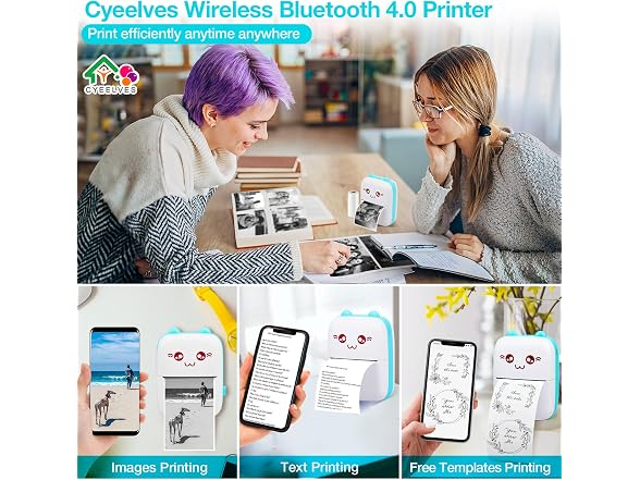 Cyeelves Cyeelves Mini Printer Portable, Pocket