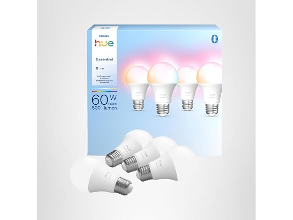 PHILIPS Hue Essential Smart LED A19 Bulb 4-Pack