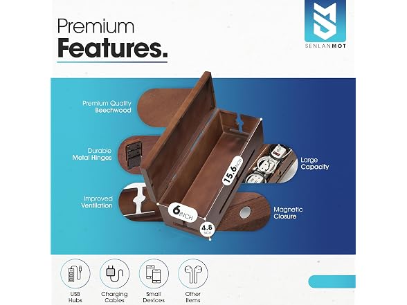 SenlanMot Wooden Cable Management Box
