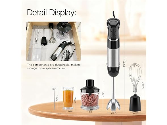 MEGAWISE Hand Blender, 5-in-1 Immersion Blender, 400W