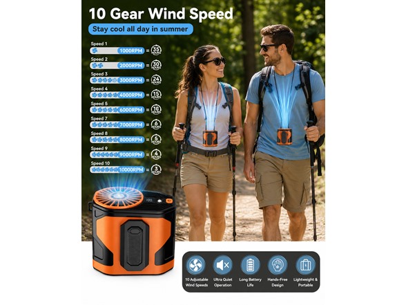 Portable Waist Clip Fan - Rechargeable