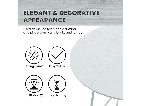 LeisureMod Rossmore Round Steel Side Table