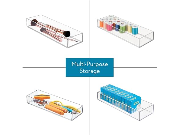 iDesign Plastic Drawer Organizer Tray, Set of 6, Clear