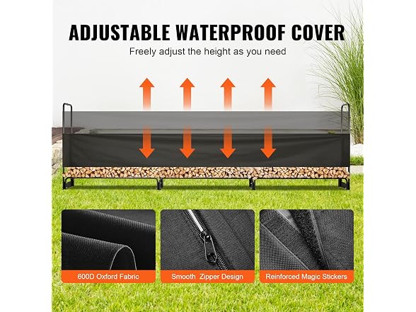 VEVOR Firewood Rack with Waterproof Cover