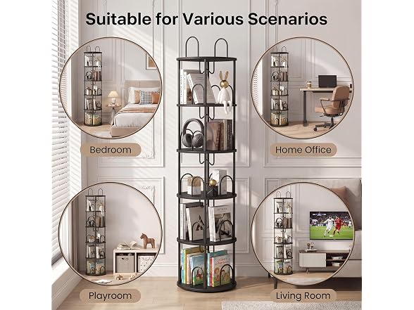 5 Tier Rotating Bookshelf, 360°