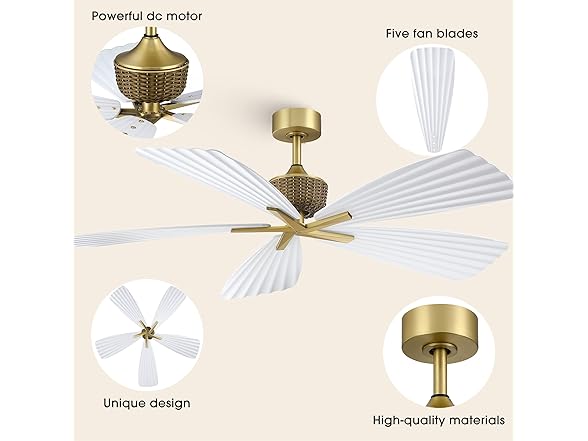 Parrot Uncle F6048WH 56" Ceiling Fan Without Light