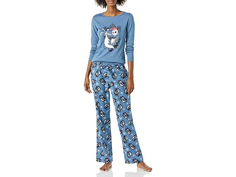 Amazon Essentials Disney | Marvel | Star Wars Women's Flannel Pajama Sleep Sets, Nightmare Santa Jack - Womens, Medium