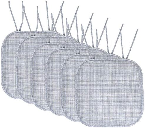 Sweet Home Collection SHC-TIES-CHAIR-PAD-ARIA-SILBLU-6PK 6PK Memory foam chair cuhsions Silver/Blue