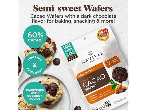Navitas Organics Semi-Sweet Cacao Wafers