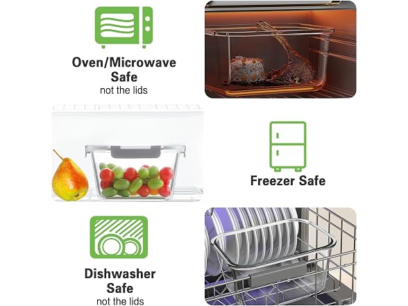 HOMBERKING 4pc 63oz Grey Glass Food Containers