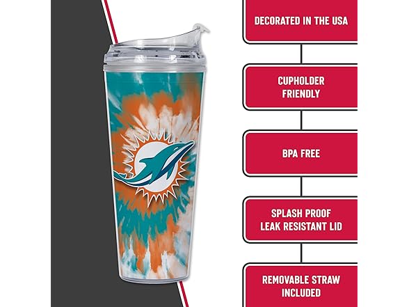 MIAMI DOLPHINS Metallic Tumbler